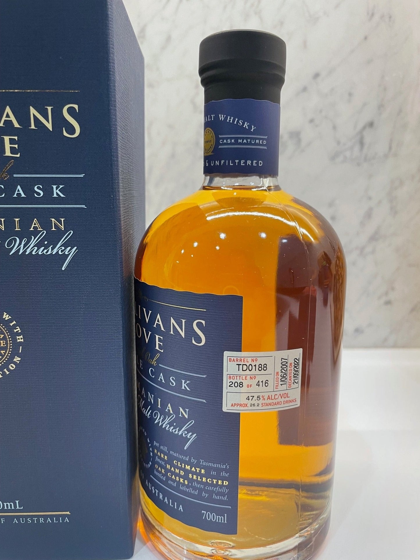Sullivans Cove French Oak Ex-tawny Cask Whisky ABV 47.5% 700ML - Cigar & Whisky Cellar