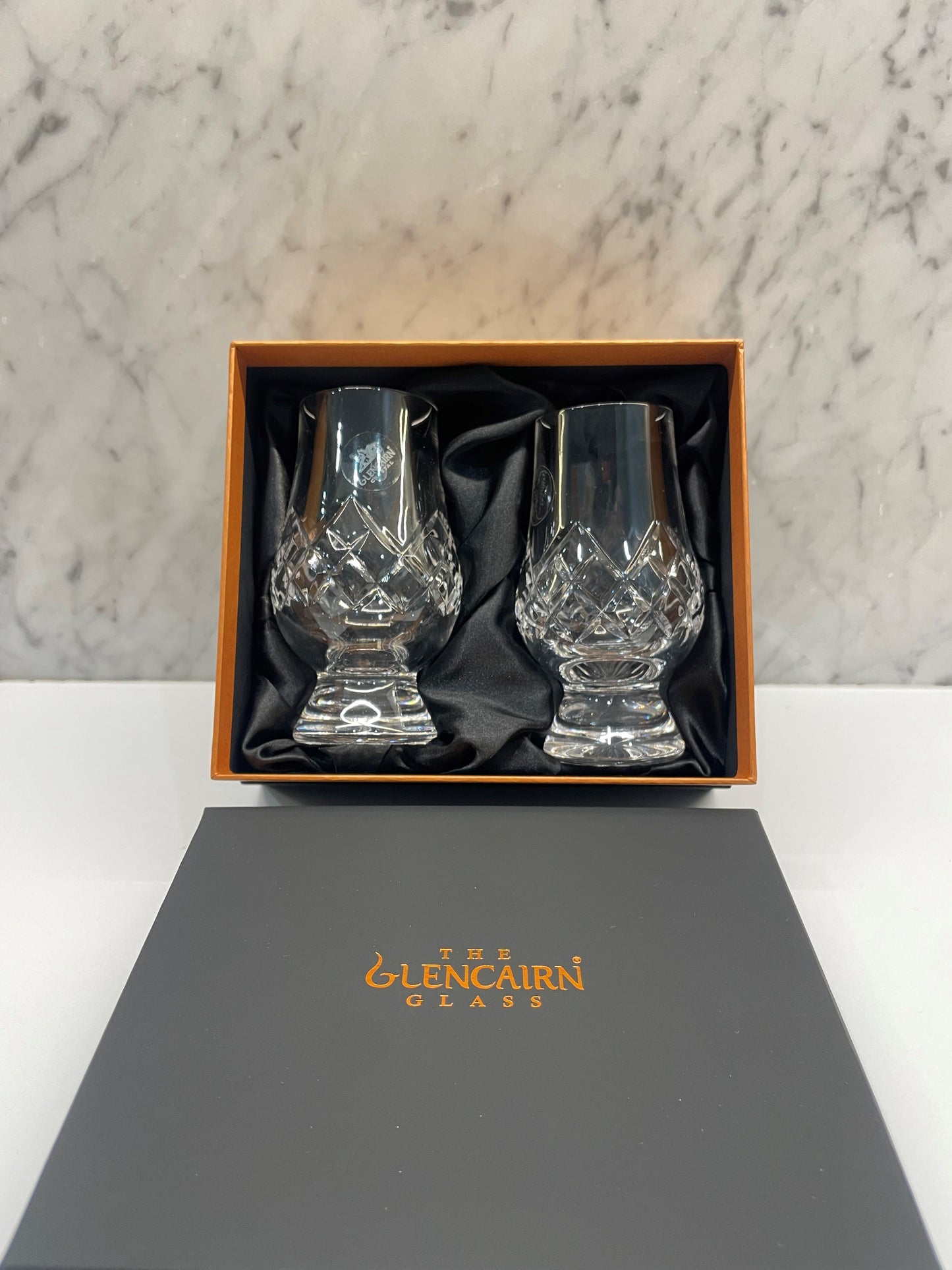Glencairn Cut Crystal 'Tartan' (qty2 in Presentation Box) Whisky Glass - Cigar & Whisky Cellar