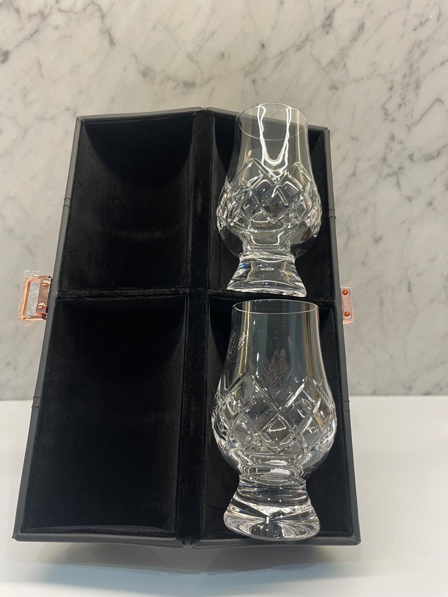 Glencairn Cut Crystal 'Tartan' (qty2 in Travel Case) Whisky Glass - Cigar & Whisky Cellar